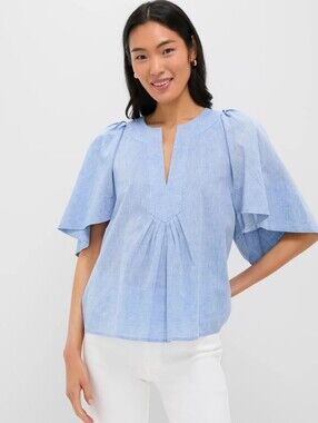 Tuckernuck Pomander Place Chambray Finley Flutter Sleeve Top